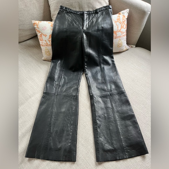 Banana Republic Pants - Vintage Y2K Banana Republic 100% Black Leather Flare Pants. Women's Size: 2.